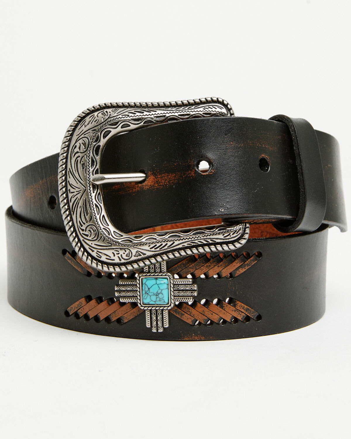 Cody James Men's Concho Whipstitch Belt, Black, hi-res