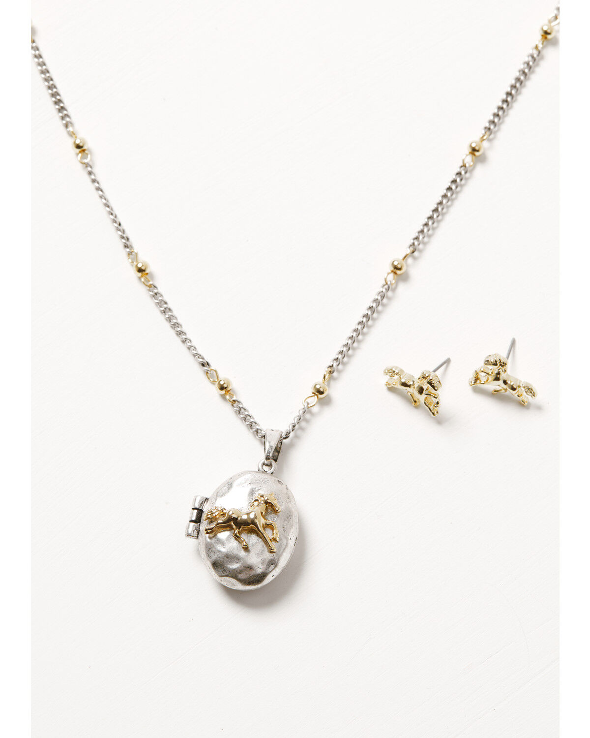 Shyanne Women's Western Muse Horse Locket Jewelry Set - 2 Piece, Gold, hi-res