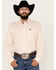 Image #1 - Cinch Men's Striped Print Tencel Long Sleeve Button-Down Western Shirt, Peach, hi-res