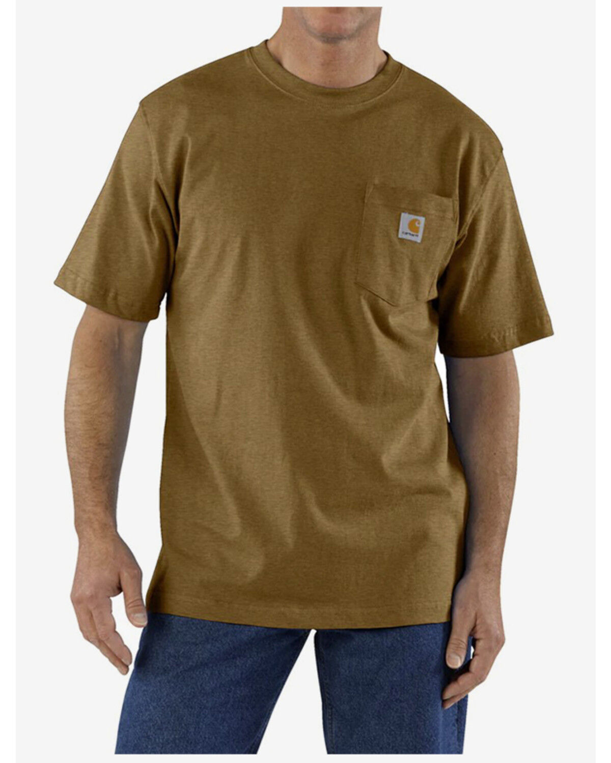 Carhartt Men's Iconic Short Sleeve Pocket Work Shirt, Brown, hi-res