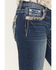 Image #4 - Miss Me Women's Medium Wash Mid Rise Border Pocket 34" Bootcut Stretch Denim Jeans, Medium Wash, hi-res