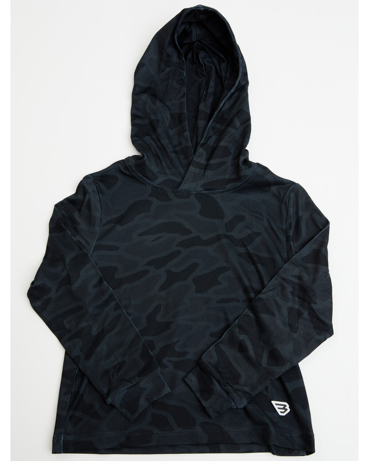 Image #1 - Burlebo Boys' Toddler Camo Print Hooded Stretch Performance Shirt, Black, hi-res