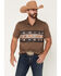Image #1 - RANK 45&reg; Men's Sierra Noble Border Print Short Sleeve Button-Down Polo, Brown, hi-res