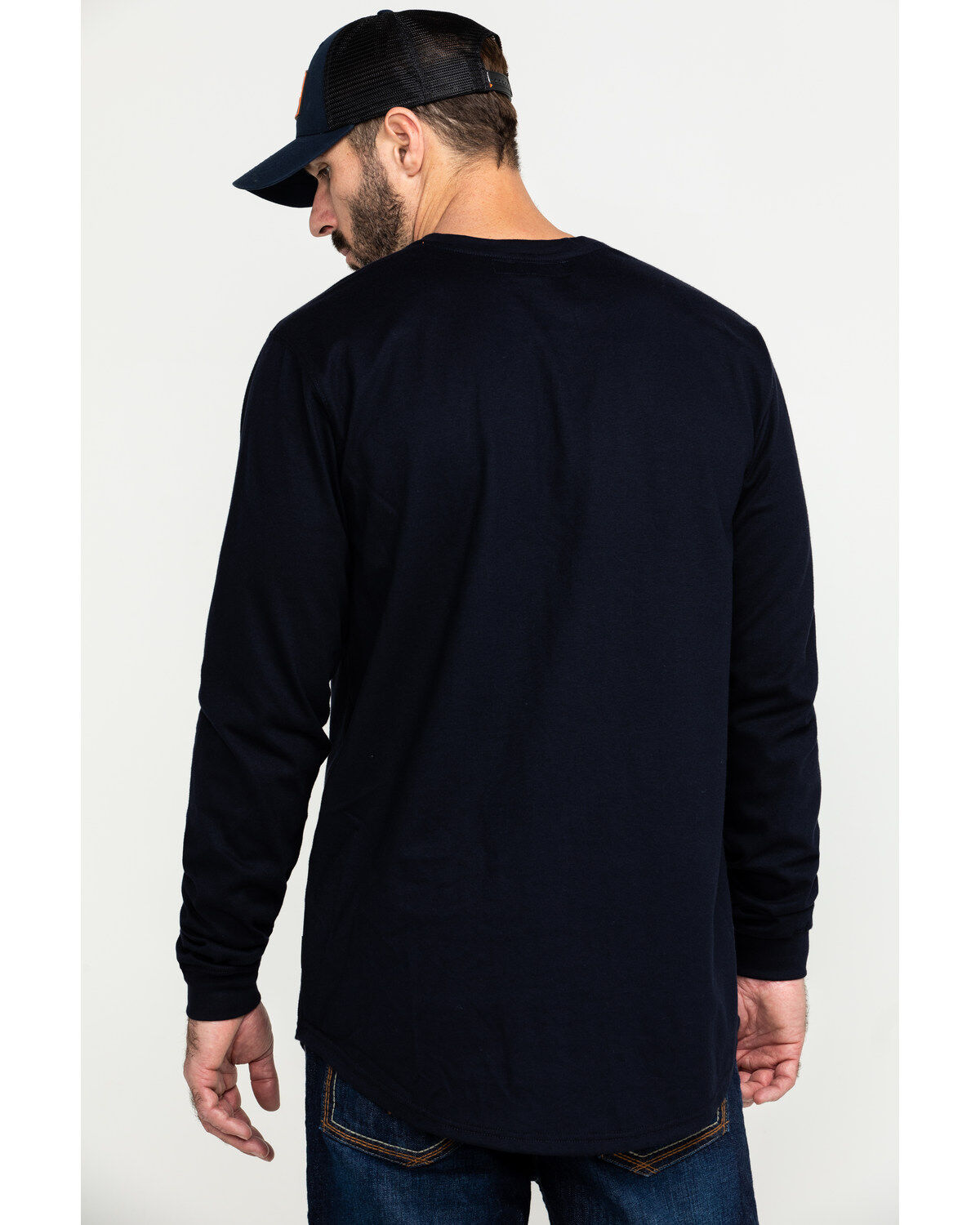 Image #2 - Hawx Men's Men's FR Pocket Henley Long Sleeve Work Shirt, Navy, hi-res
