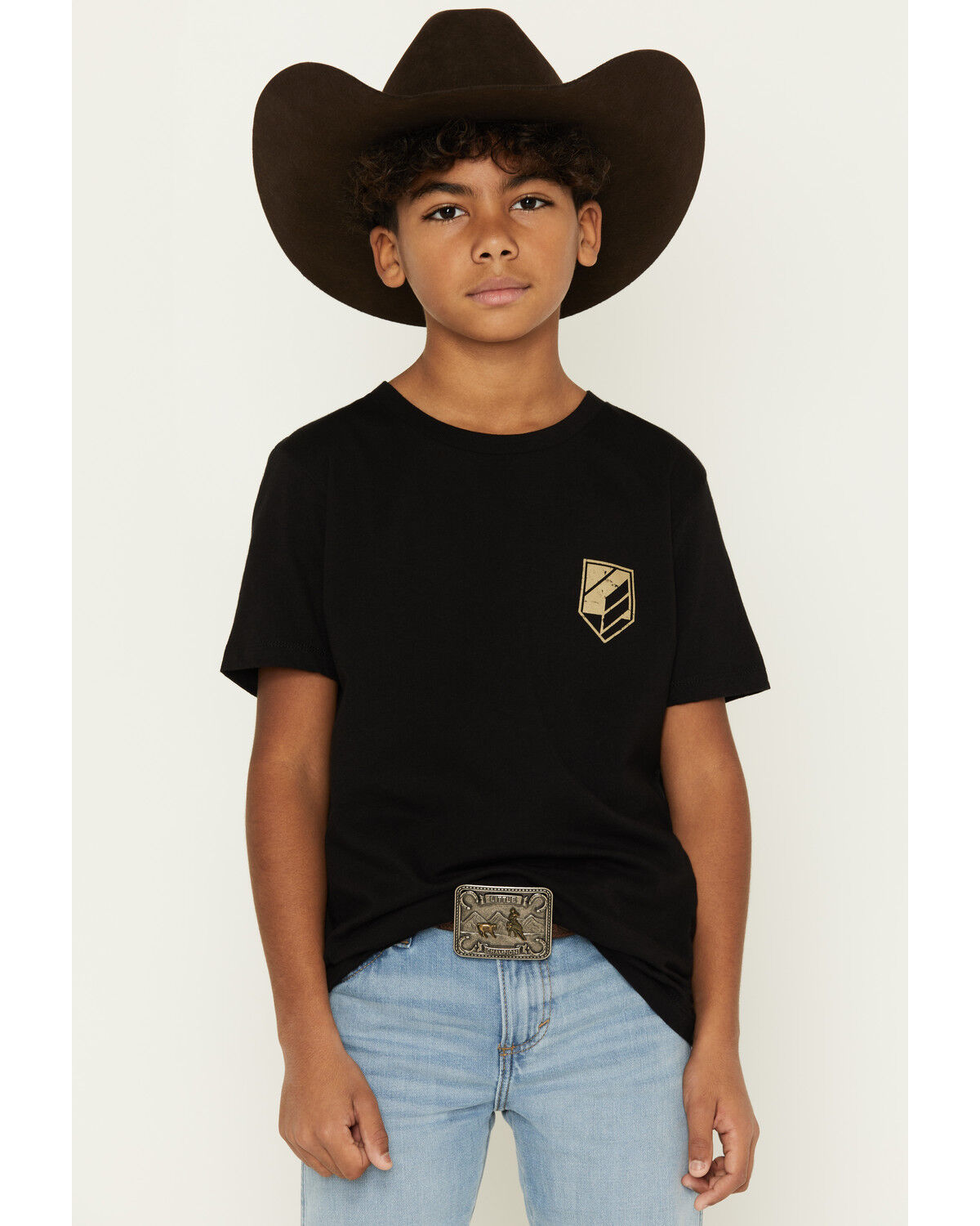RANK 45&reg; Boys' Southwestern Print Flag Short Sleeve Graphic T-Shirt, Black, hi-res