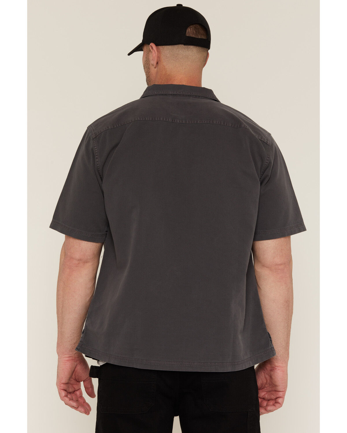 Image #4 - Thorogood Men's Solid Washed Garage Short Sleeve Button-Down Shirt, Charcoal, hi-res