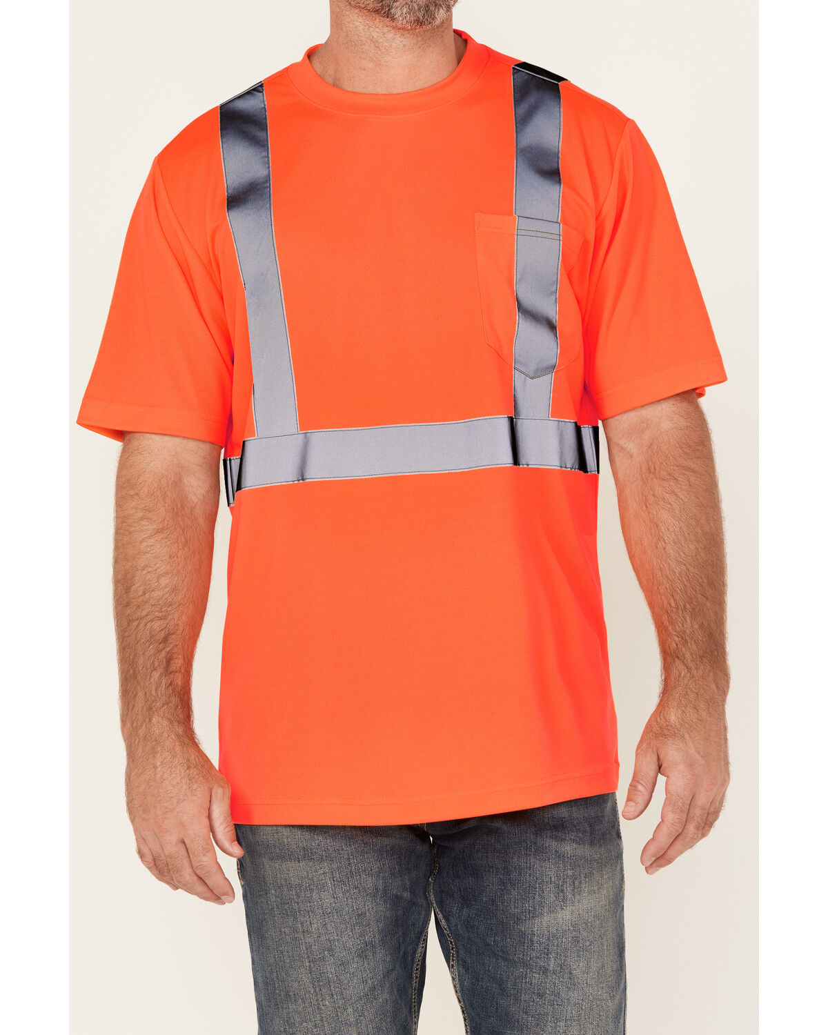 Image #3 - Hawx Men's Hi-Vis Reflective Short Sleeve Work T-Shirt, Orange, hi-res