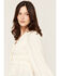 Image #2 - Yura Women's Solid Smocked Long Sleeve Tie-Front Shirt, Cream, hi-res