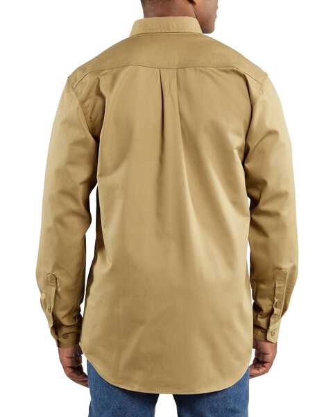 Image #2 - Carhartt Men's Solid FR Long Sleeve Button-Down Work Shirt - Big & Tall, Khaki, hi-res