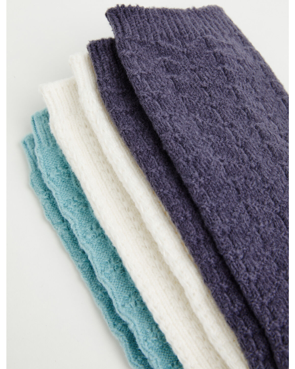 Image #4 - Boot Barn Women's Cozy Luxe Textured Socks - 3 Pack, Blue, hi-res