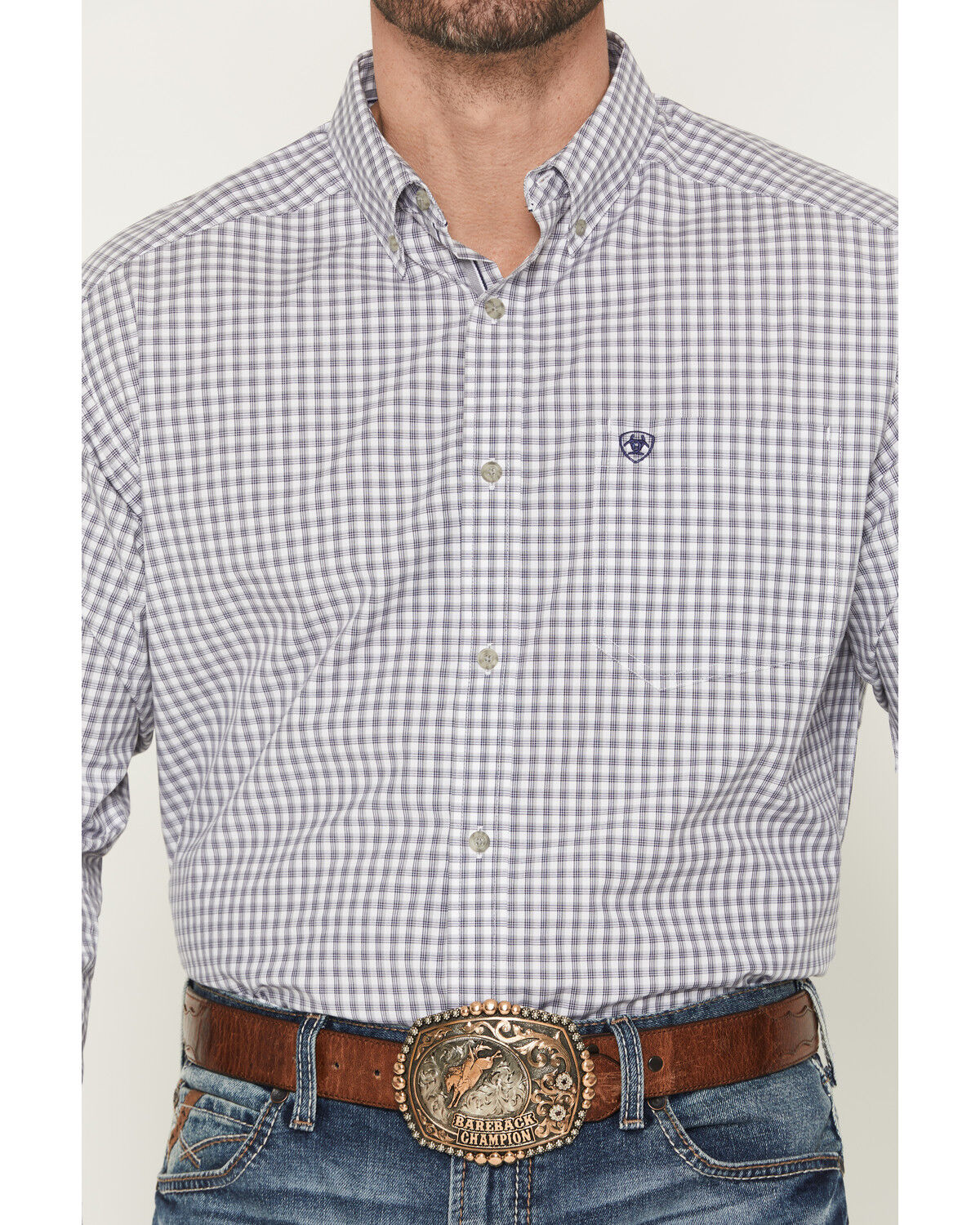 Image #3 - Ariat Men's Pro Series Blaire Plaid Print Long Sleeve Button-Down Western Shirt, Grey, hi-res