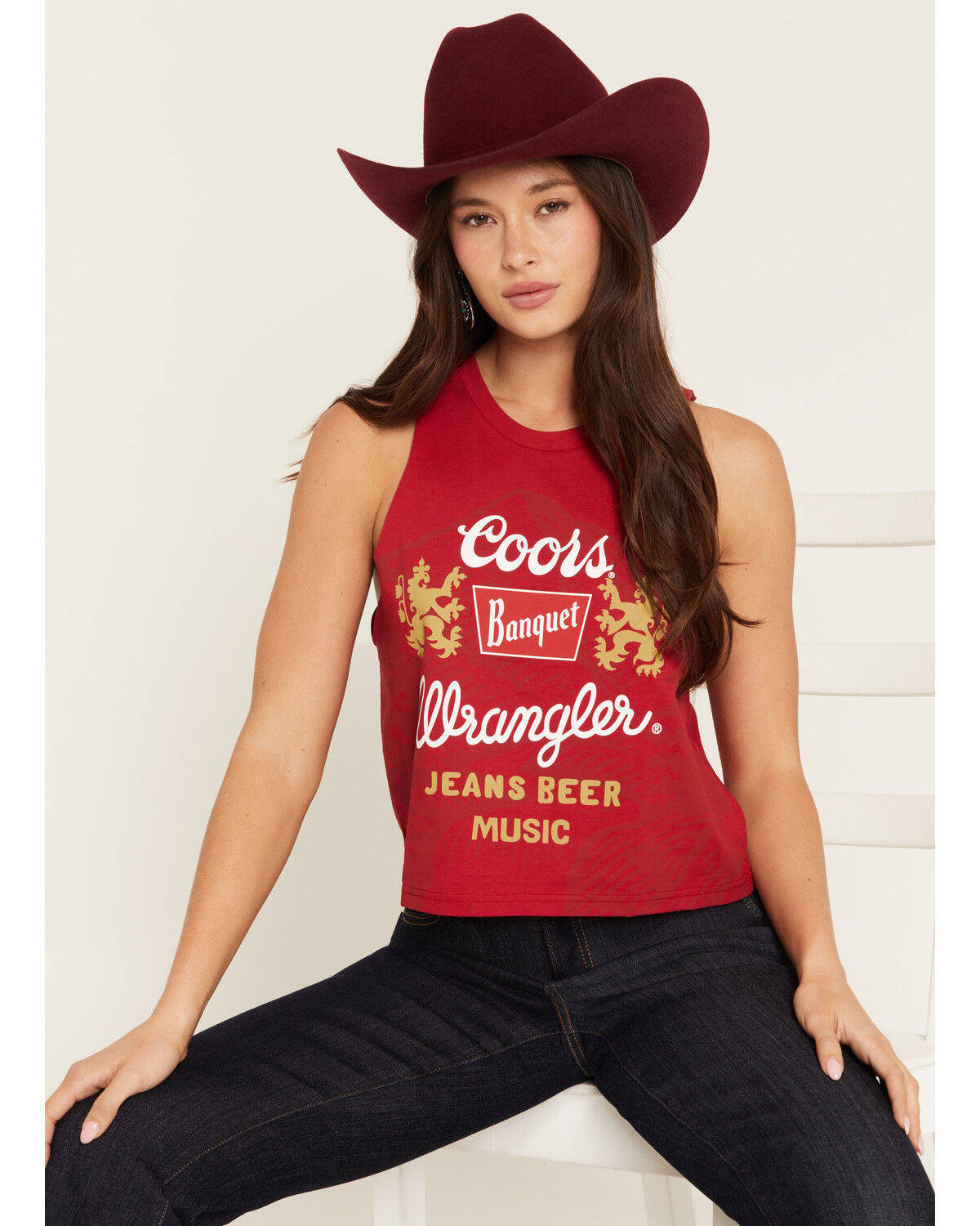 Image #1 - Wrangler X Coors Banquet Women's Festival Tank, Red, hi-res