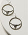 Image #1 - Idyllwind Women's Hillcrest Antique Longhorn Hoop Earrings , Silver, hi-res