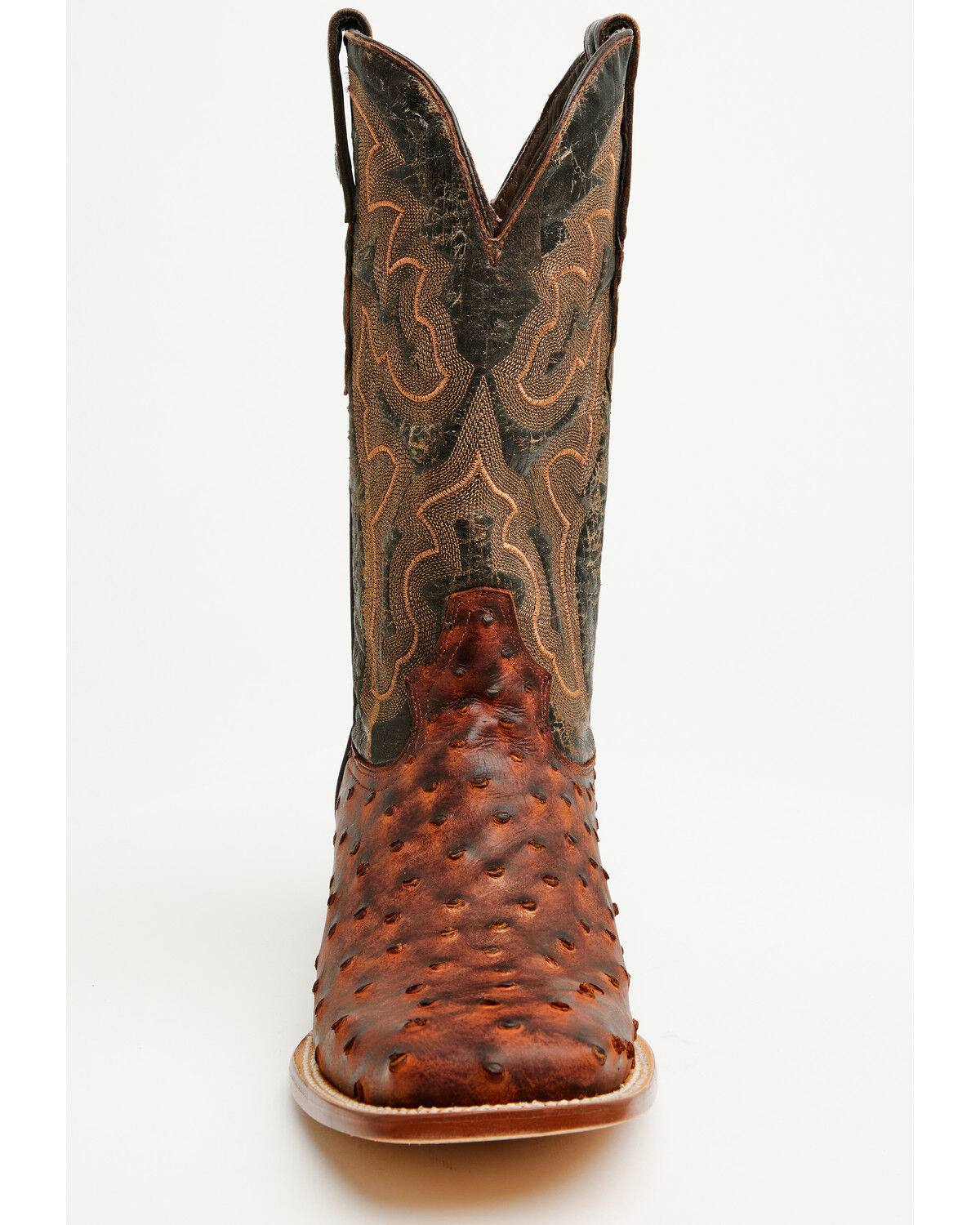 Image #4 - Tanner Mark Men's Exotic Ostrich Print Western Boots - Broad Square Toe, Brown, hi-res