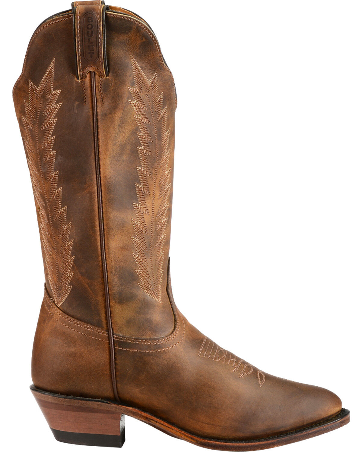 Image #2 - Boulet Fancy Stitched Cowgirl Boots - Medium Toe, Golden, hi-res