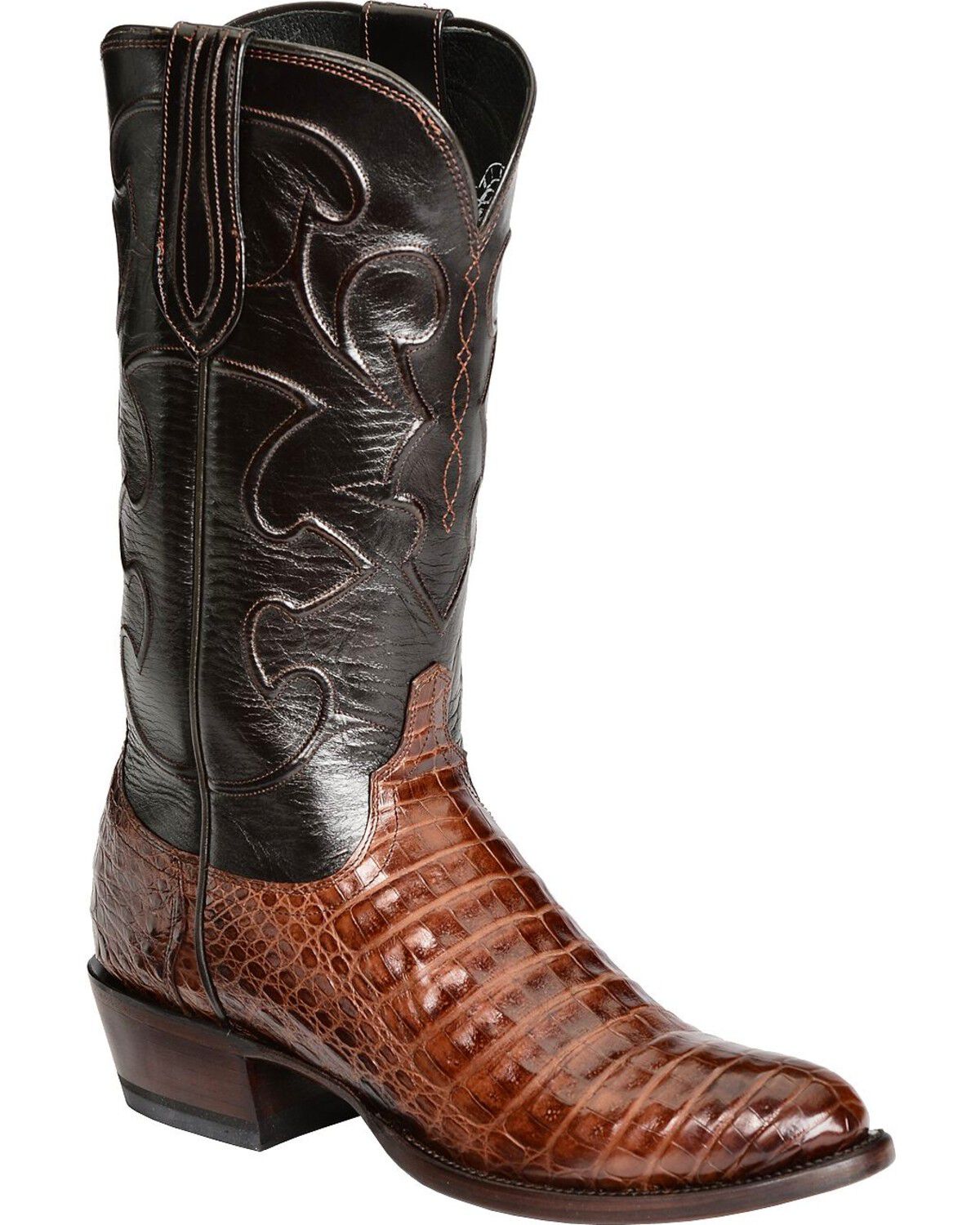 Image #1 - Lucchese Handmade 1883 Caiman Belly Cowboy Boots - Medium Toe, Sienna, hi-res