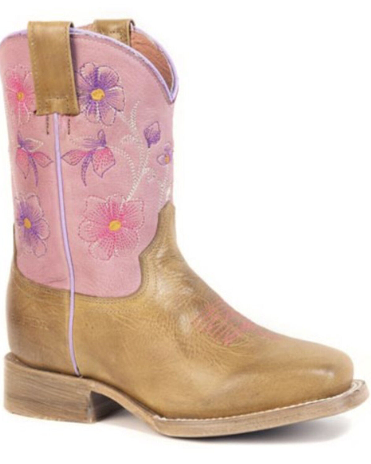 Image #1 - Roper Little Girls' Annie Western Boots - Square Toe, Tan, hi-res