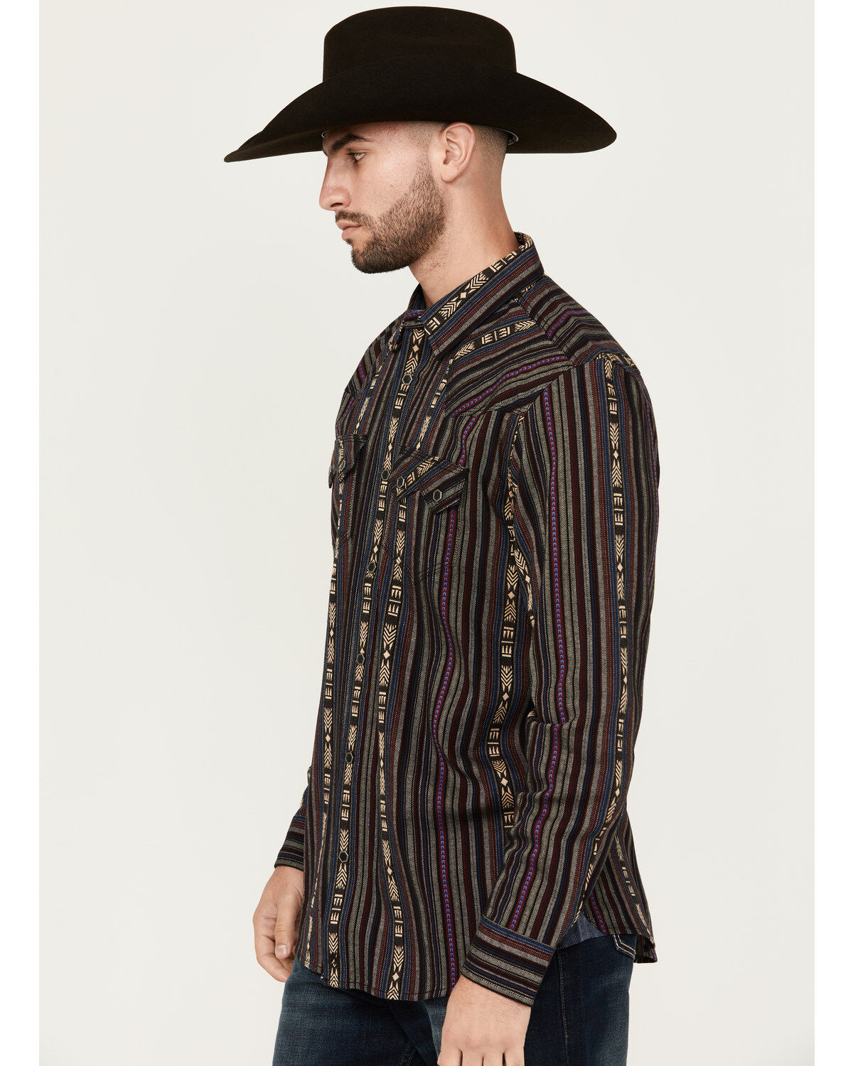 Image #2 - Moonshine Spirit&reg; Men's Towers Vertical Dobby Striped Print Long Sleeve Snap Western Shirt, Multi, hi-res