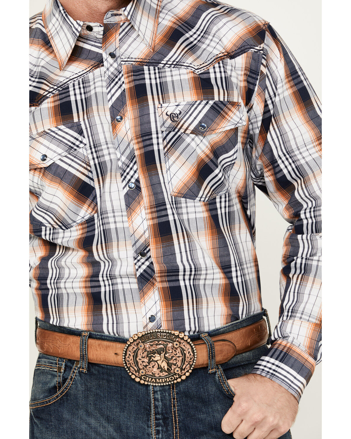 Image #3 - Cowboy Hardware Men's Hermosillo Gradient Plaid Print Long Sleeve Pearl Snap Western Shirt, , hi-res