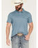 Image #1 - Rock & Roll Denim Men's Medallion Print Short Sleeve Pearl Snap Polo, Blue, hi-res