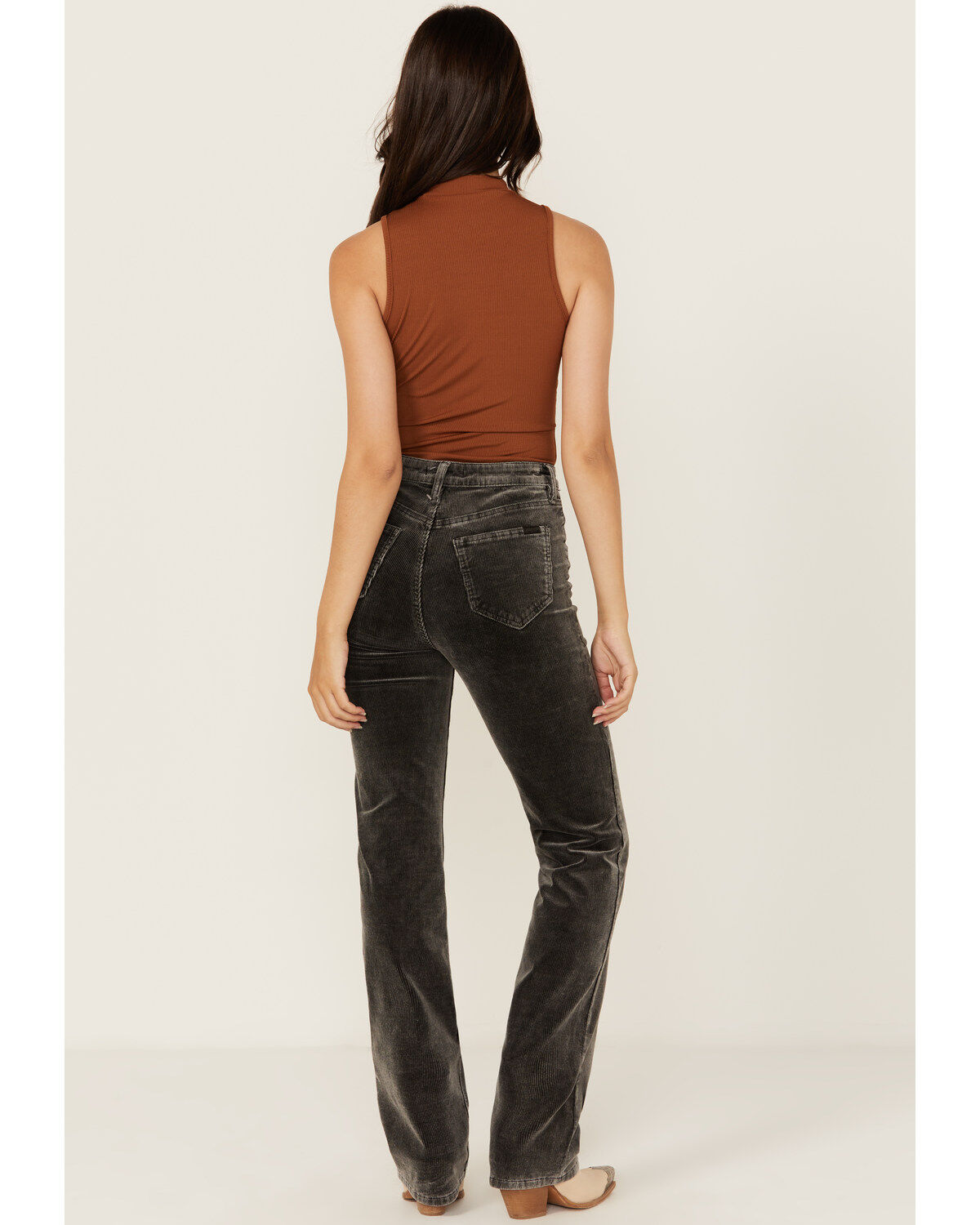 Image #3 - Rock & Roll Denim Women's High Rise Corduroy Bargain Modest Bootcut Stretch Jeans, Charcoal, hi-res