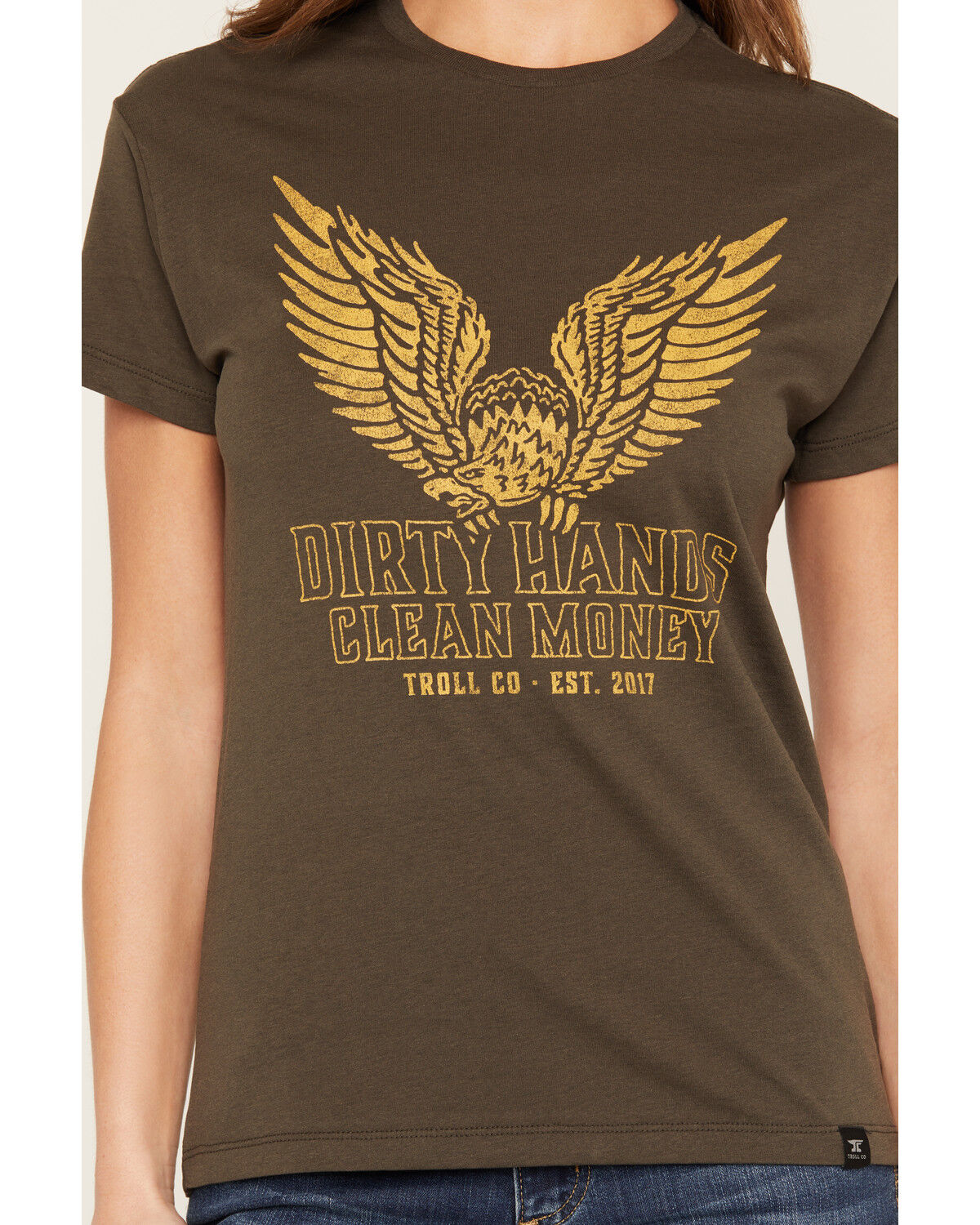 Image #3 - Troll Co Women's DHCM Grounded Short Sleeve Graphic Work Tee, Black, hi-res