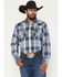 Image #1 - Ely Walker Men's Plaid Print Long Sleeve Pearl Snap Western Shirt - Tall, , hi-res