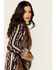 Image #2 - Shyanne Women's Southwestern Print Faux Fur Cardigan, Chocolate, hi-res