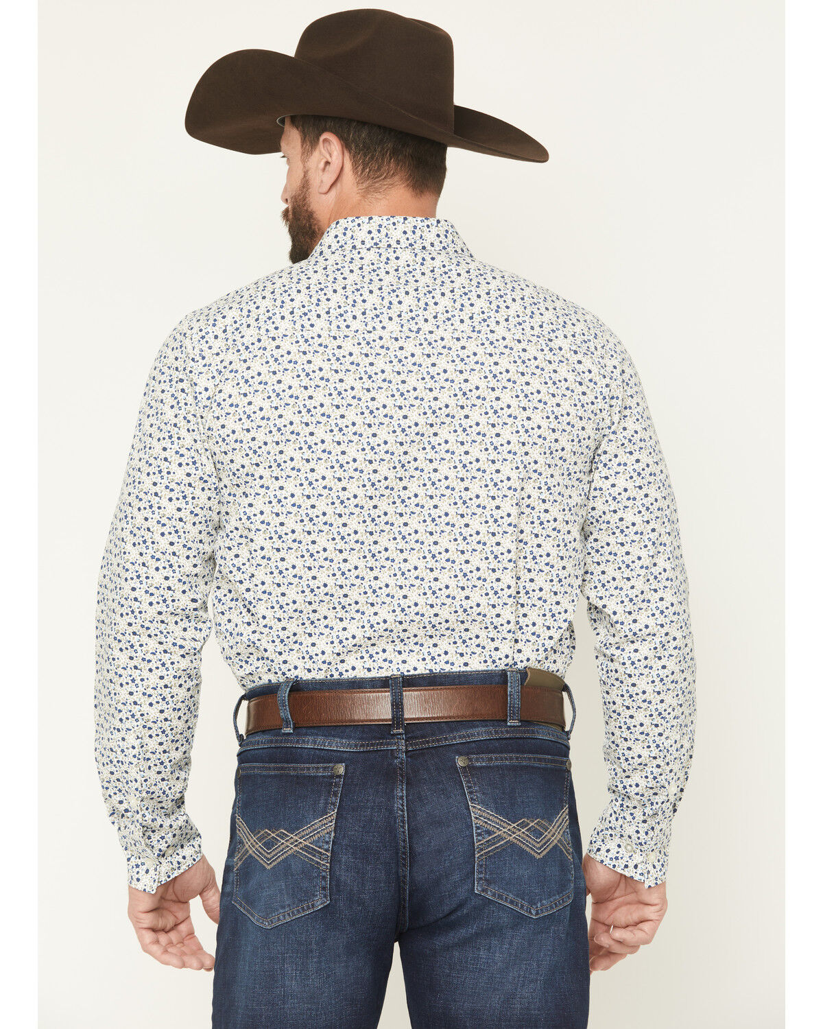 Image #4 - Gibson Trading Co Men's Kick Back Micro Floral Print Long Sleeve Button-Down Stretch Western Shirt - Big, White, hi-res