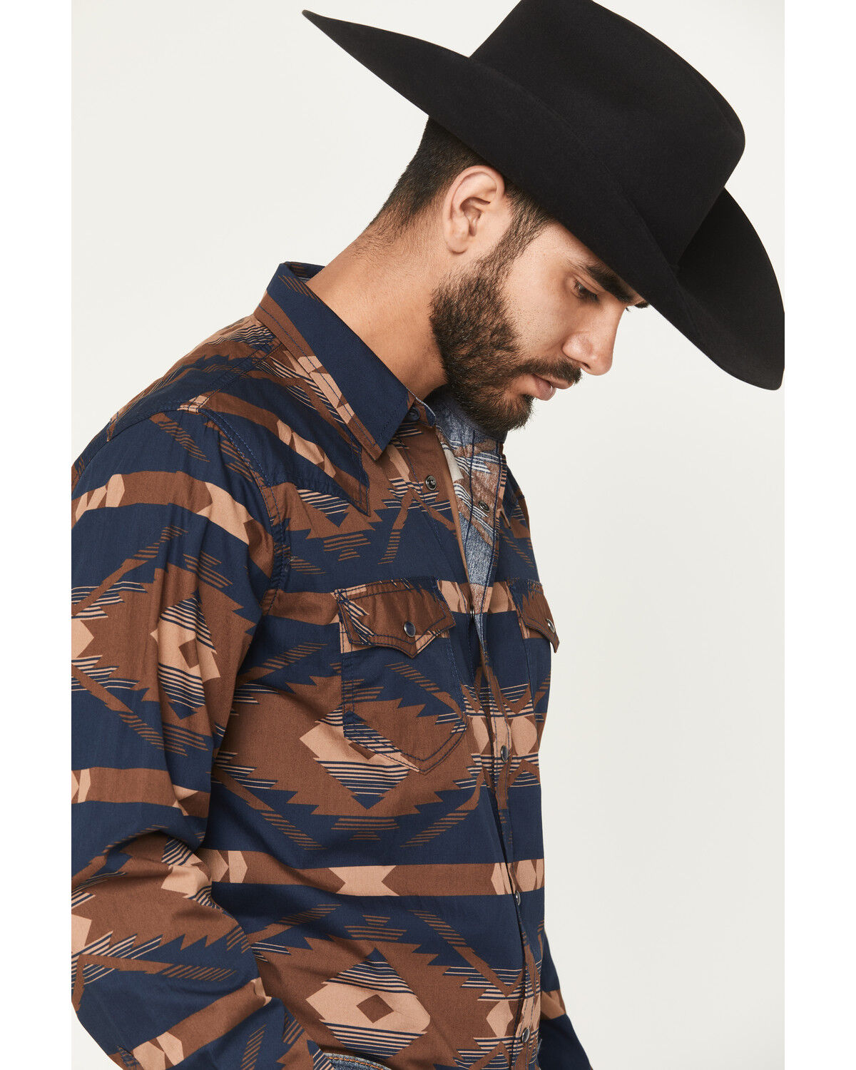 Image #2 - Cody James Men's Red River Range Southwestern Print Long Sleeve Snap Western Shirt, Burgundy, hi-res