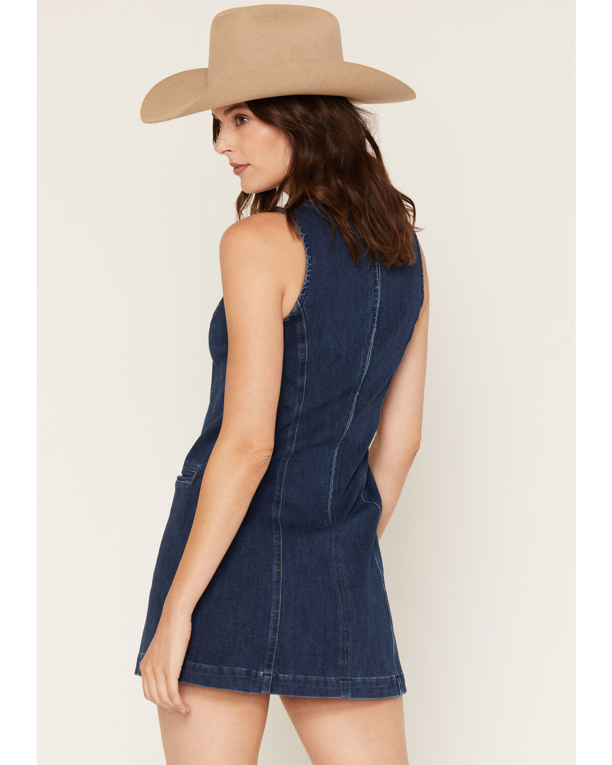 Image #4 - Cleo + Wolf Women's Medium Wash Denim Sleeveless Mini Dress, Medium Wash, hi-res