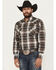 Image #1 - Ely Walker Men's Plaid Print Long Sleeve Pearl Snap Western Shirt, Tan, hi-res