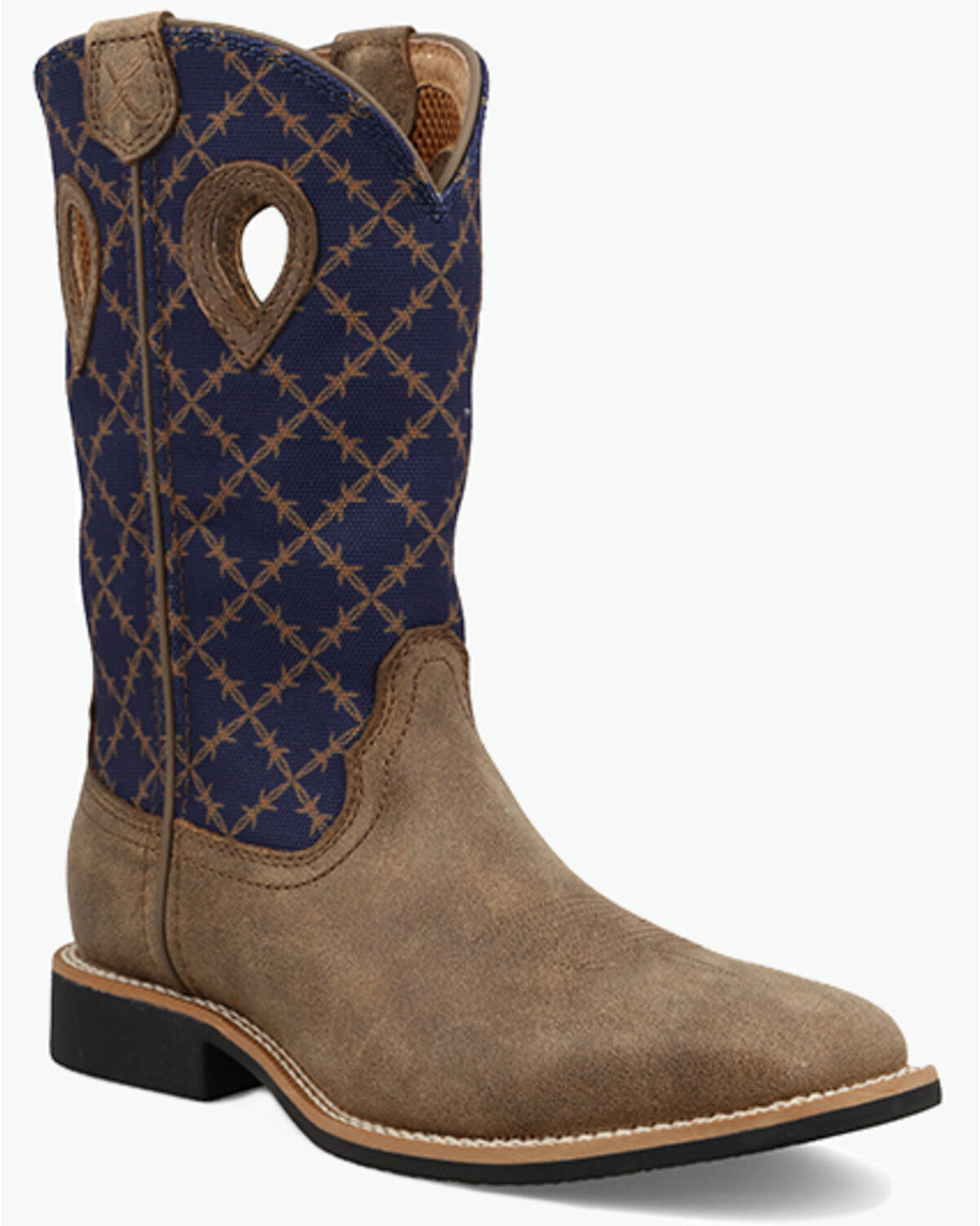 Twisted X Boys' Top Hand Performance Western Boots - Broad Square Toe, Navy, hi-res