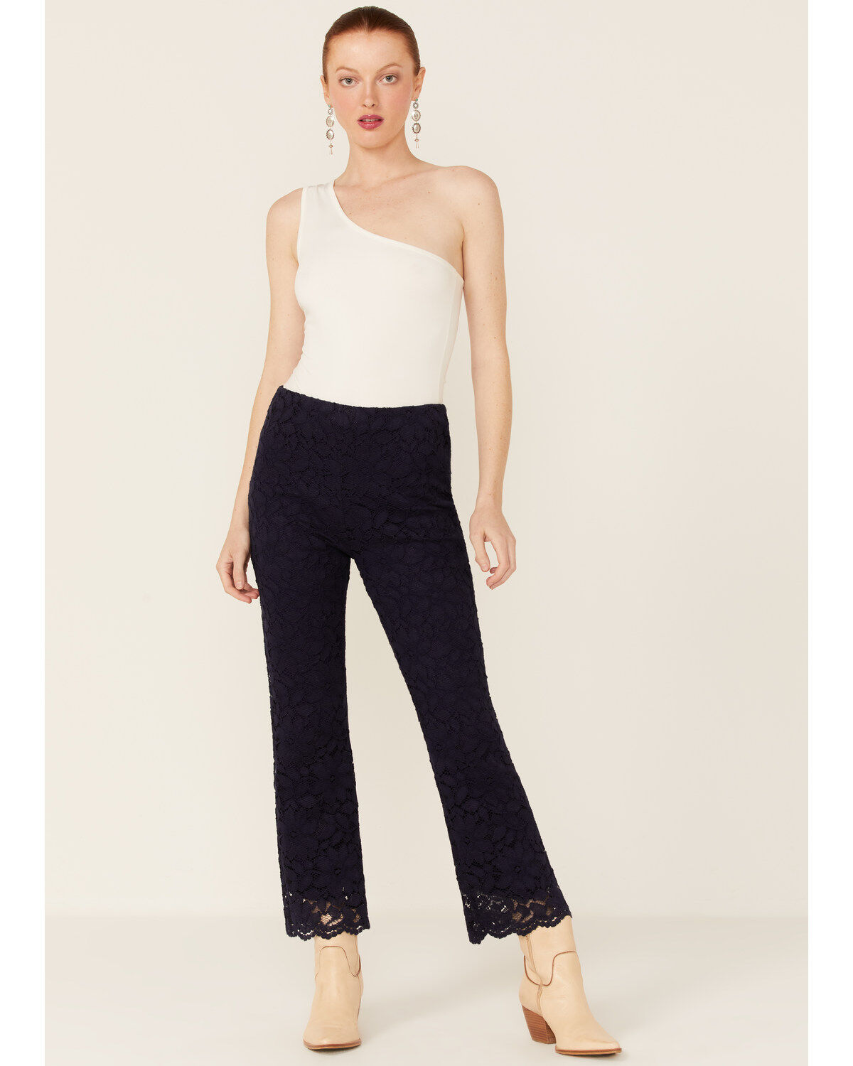 Image #1 - Free People Women's Disco Wild Laces Pull On Flare Pants, Indigo, hi-res