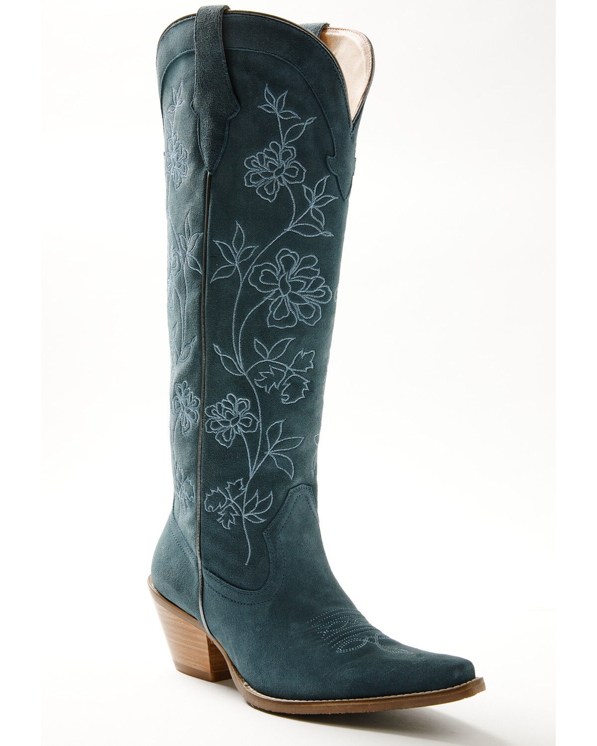 Shyanne Women's Flora Suede Tall Western Boots - Snip Toe, Blue, hi-res