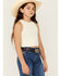 Image #2 - Fornia Girls' Floral High Neck Tank Top , White, hi-res