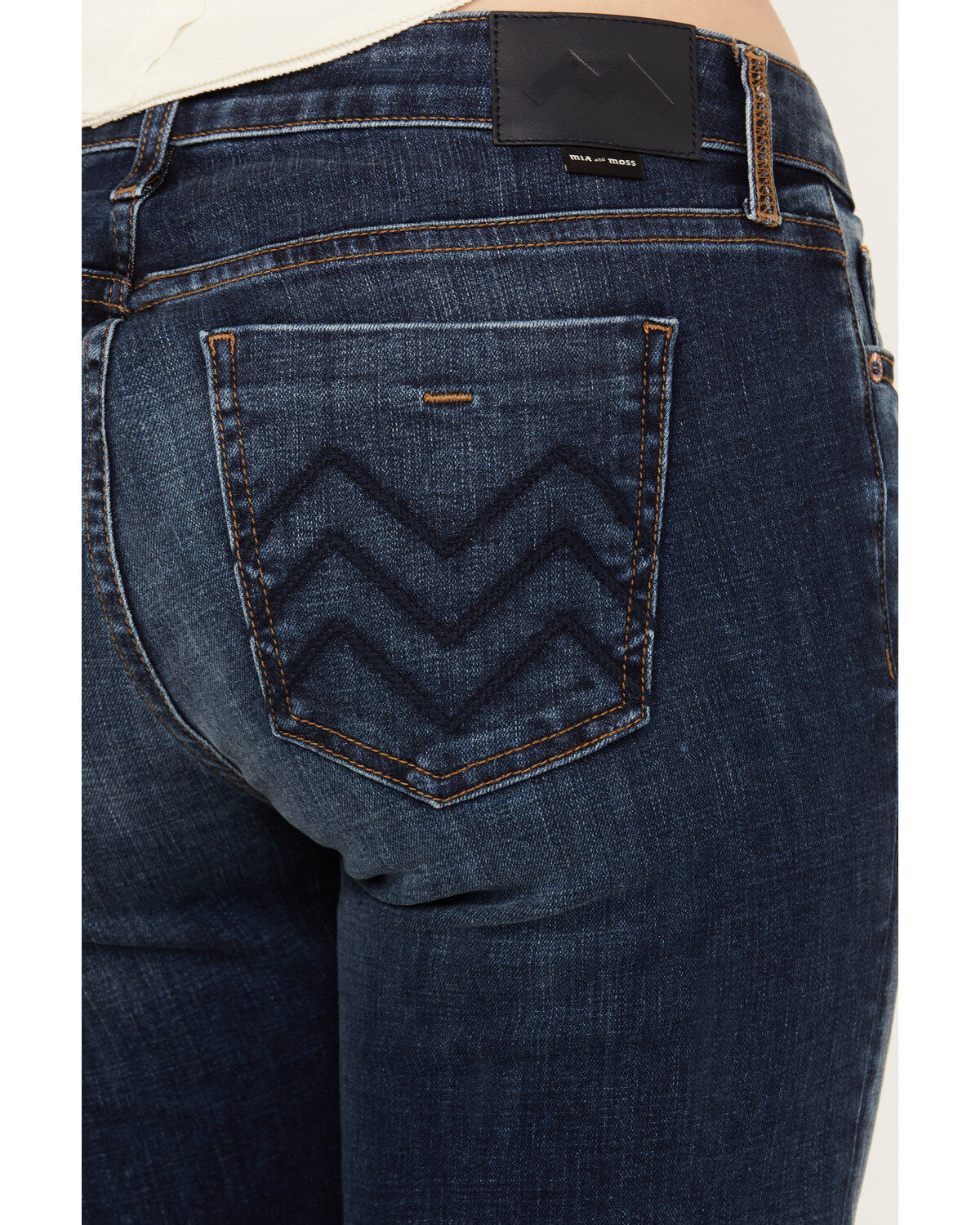 Image #4 - Mia and Moss Women's Spellbound Dark Wash Mid Rise Kick Flare Stretch Jeans, Dark Wash, hi-res