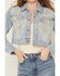 Image #3 - Azalea Wang Women's Light Wash Embellished Button-Down Cropped Denim Jacket, Light Wash, hi-res
