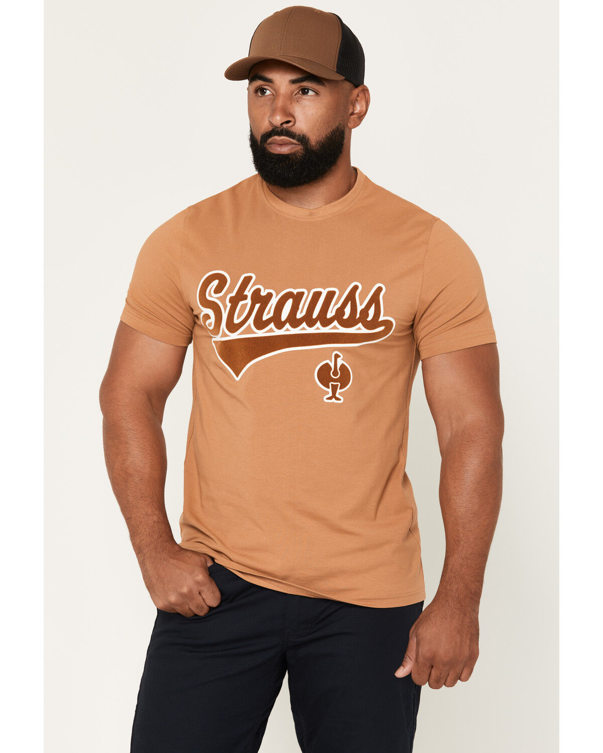 Image #1 - Strauss Men's Artwork Short Sleeve Graphic T-Shirt, Brown, hi-res