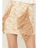 Image #2 - Rock & Roll Denim Women's Cow Print High Rise Tassel Mini Skirt, Tan, hi-res