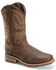 Image #1 - Double H Men's Safety Toe Western Work Boots, Brown, hi-res