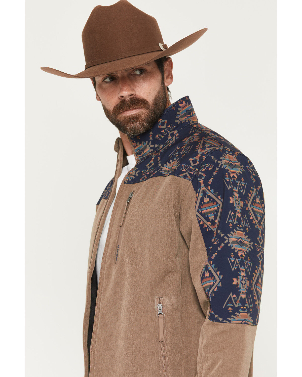 Image #2 - Hooey Men's Jackson Hole Southwestern Colorblock Softshell Jacket, Brown, hi-res