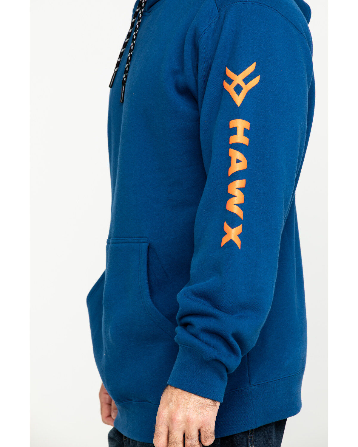 Image #4 - Hawx&reg; Men's Logo Sleeve Performance Fleece Hooded Work Sweatshirt - Big & Tall, Blue, hi-res