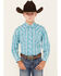 Image #1 - Rock & Roll Denim Boys' Southwestern Print Long Sleeve Pearl Snap Western Shirt, Turquoise, hi-res