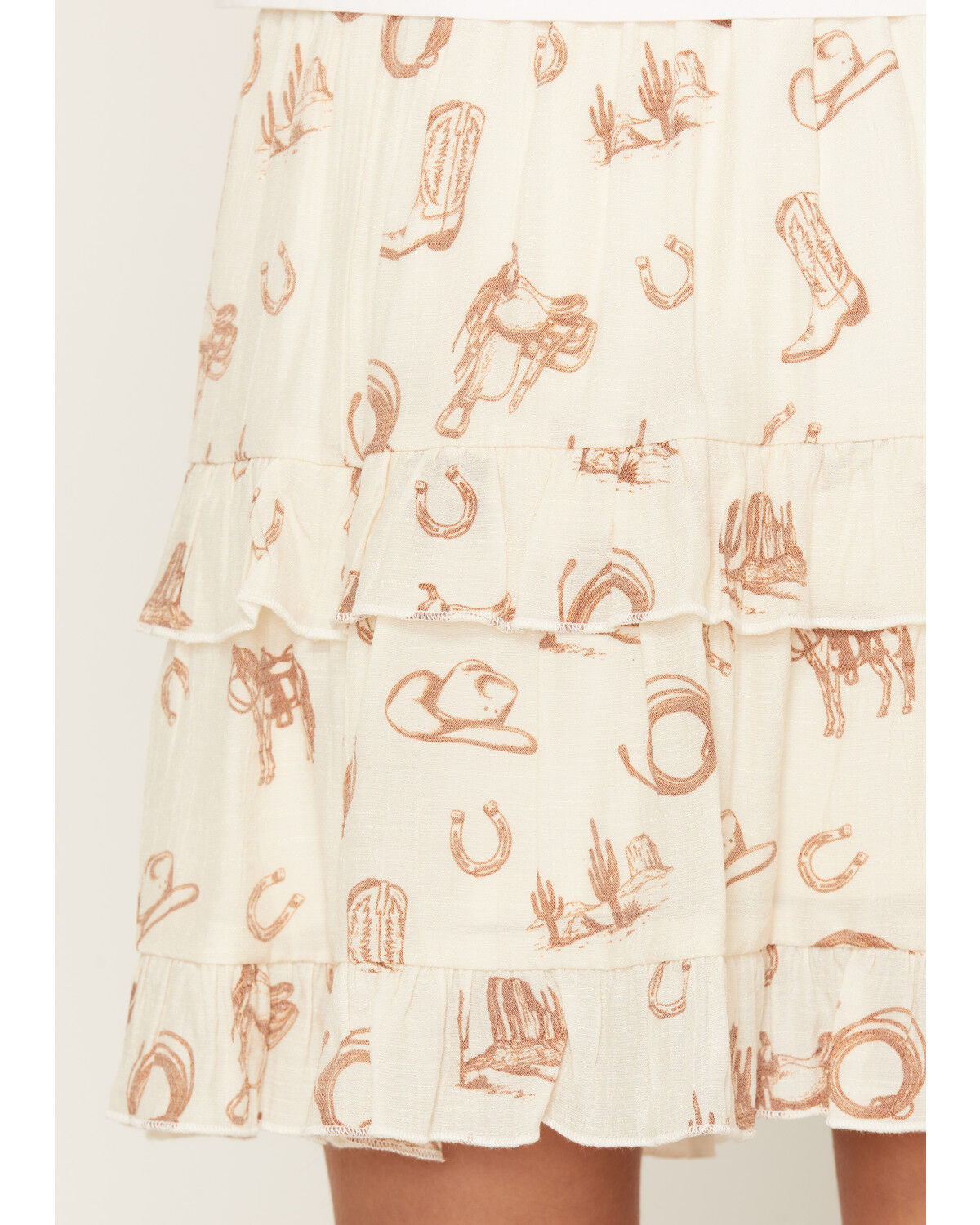 Image #4 - Self Esteem Girls' Western Print Skirt, Off White, hi-res