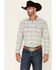 Image #1 - Moonshine Spirit&reg; Men's Line Dance Horizontal Stripe Long Sleeve Snap Western Shirt, Grey, hi-res