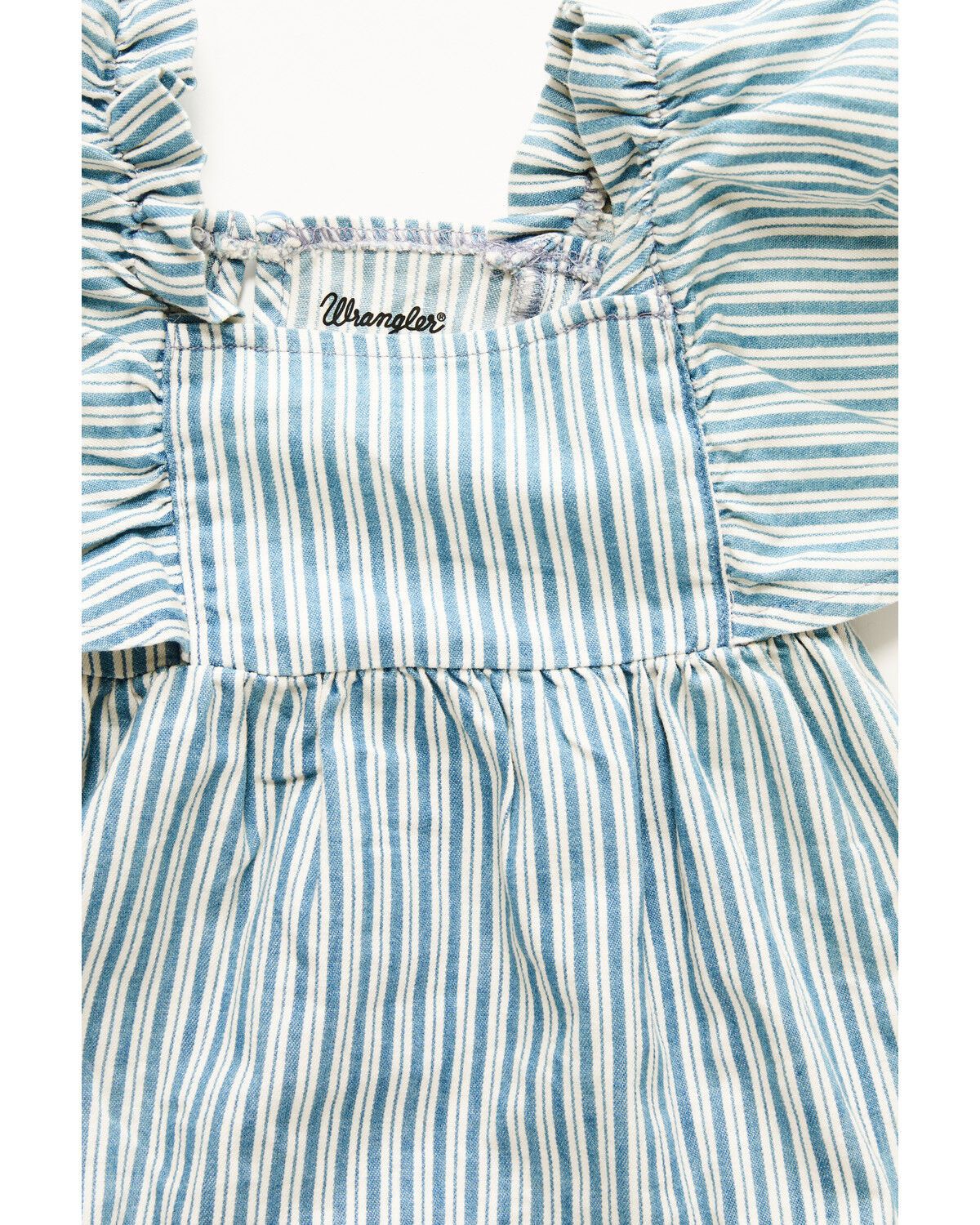 Image #2 - Wrangler Infant Girls' Striped Short Sleeve Denim Dress - 2 Piece, Blue, hi-res