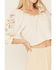 Image #3 - Shyanne Women's Embellished Tie Front Peasant Top , Cream, hi-res