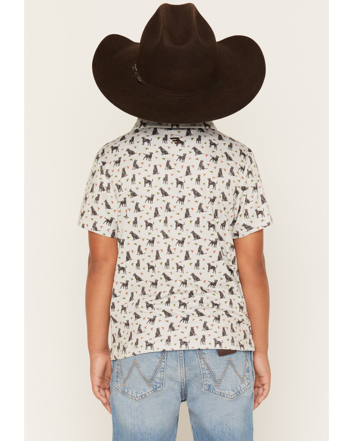 Image #4 - Burlebo Boys' Ducks and Dogs Short Sleeve Performance Polo, Beige, hi-res
