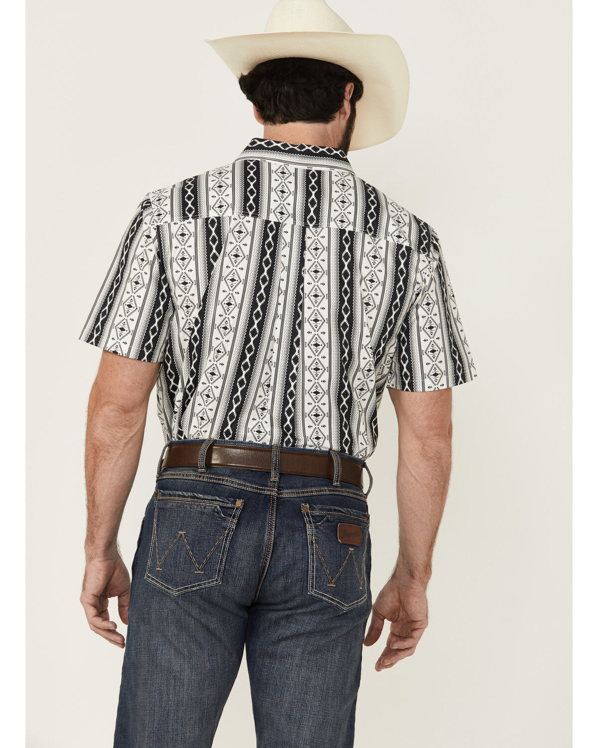 Image #4 - RANK 45&reg; Men's Buffalo Southwestern Striped Print Short Sleeve Button-Down Stretch Western Shirt, White, hi-res